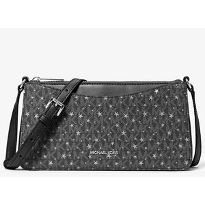 Michael Kors Arden Medium Black Star Print Crossbody Bag with Zip Closure